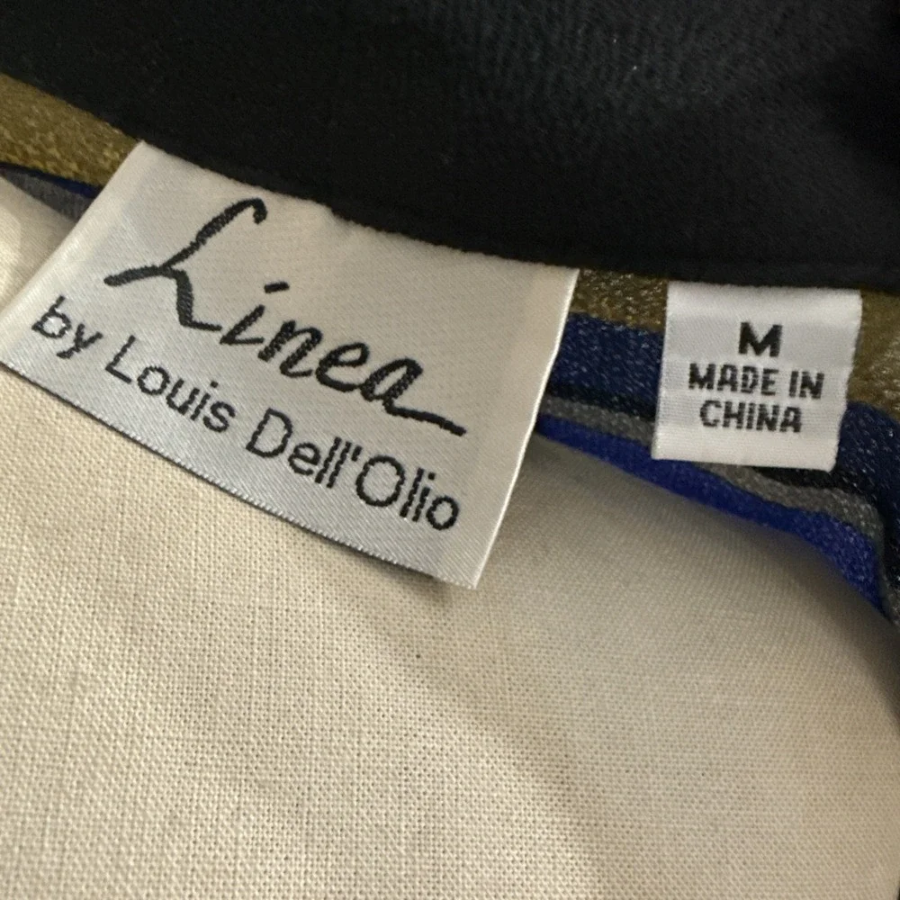 Linea by Louis Dell'Olio Women Blue Striped  Cardigan‎ Jacket Sz Medium Workwear